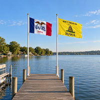 Iowa State Flag and Don't Tread on Iowa Flag 3x5 2-Pack displayed outdoors