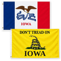 Iowa State Flag and Don't Tread on Iowa Flag 3x5 2-Pack