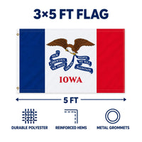 Iowa State Flag 3x5 features and size details