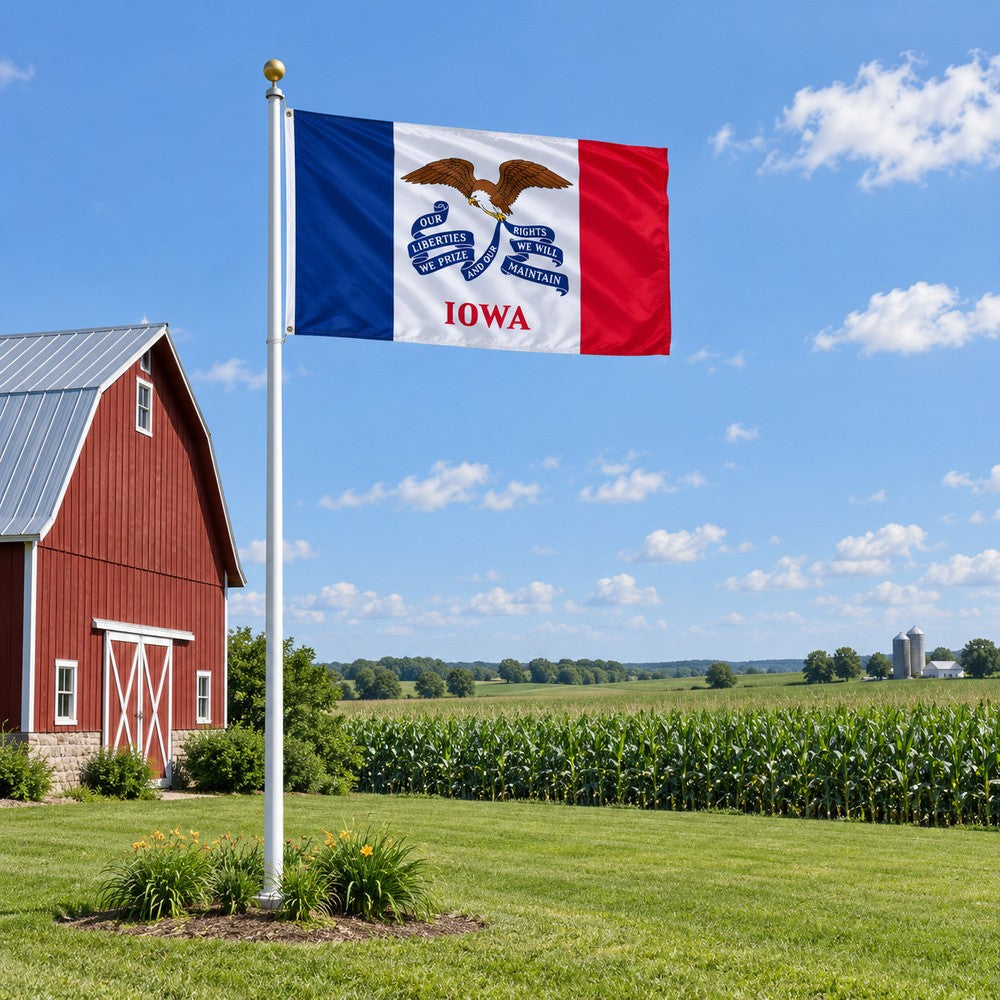 Iowa State Flag 3x5 displayed outdoors