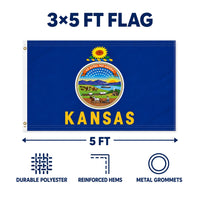 Kansas State Flag 3x5 features and size details