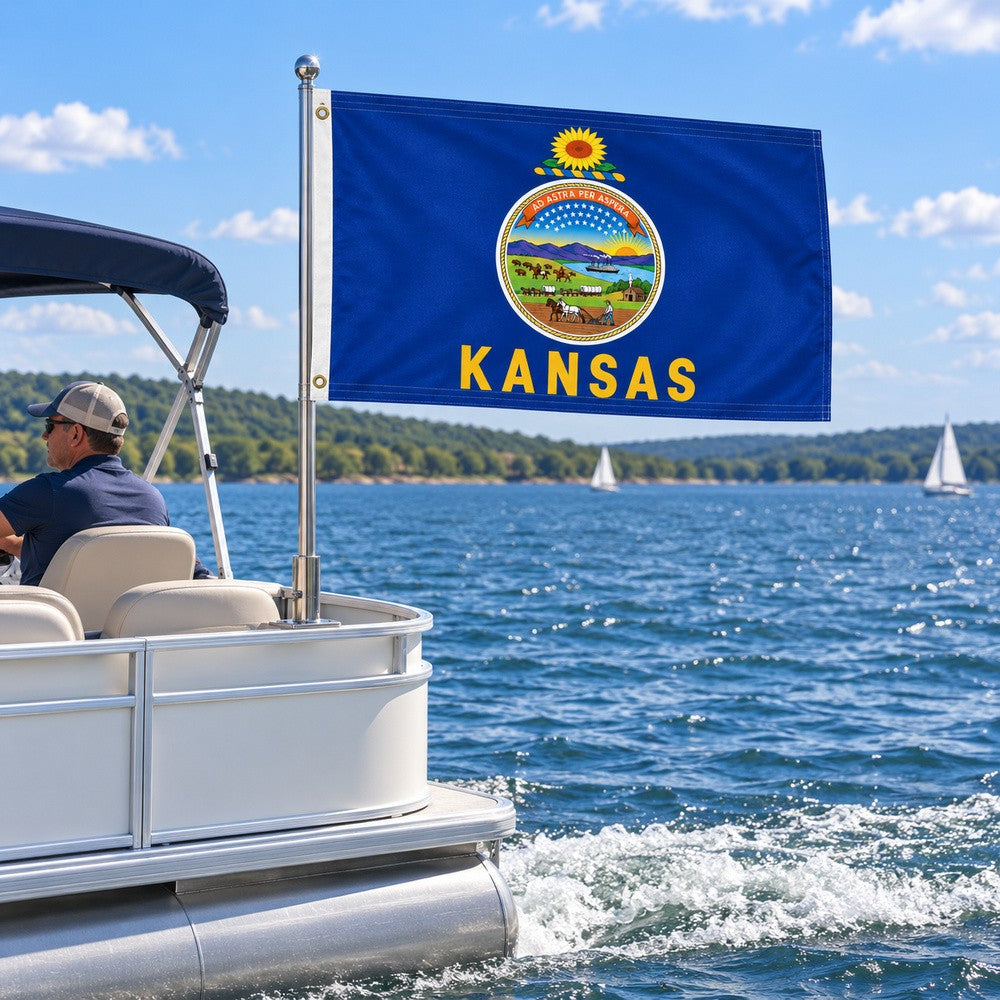Kansas State Flag 3x5 displayed outdoors