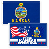 Kansas State Flag and Proud Kansas Republican Flag 3x5 2-Pack