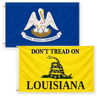 Louisiana State Flag and Don't Tread on Louisiana Flag 3x5 2-Pack