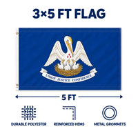 Louisiana State Flag 3x5 features and size details