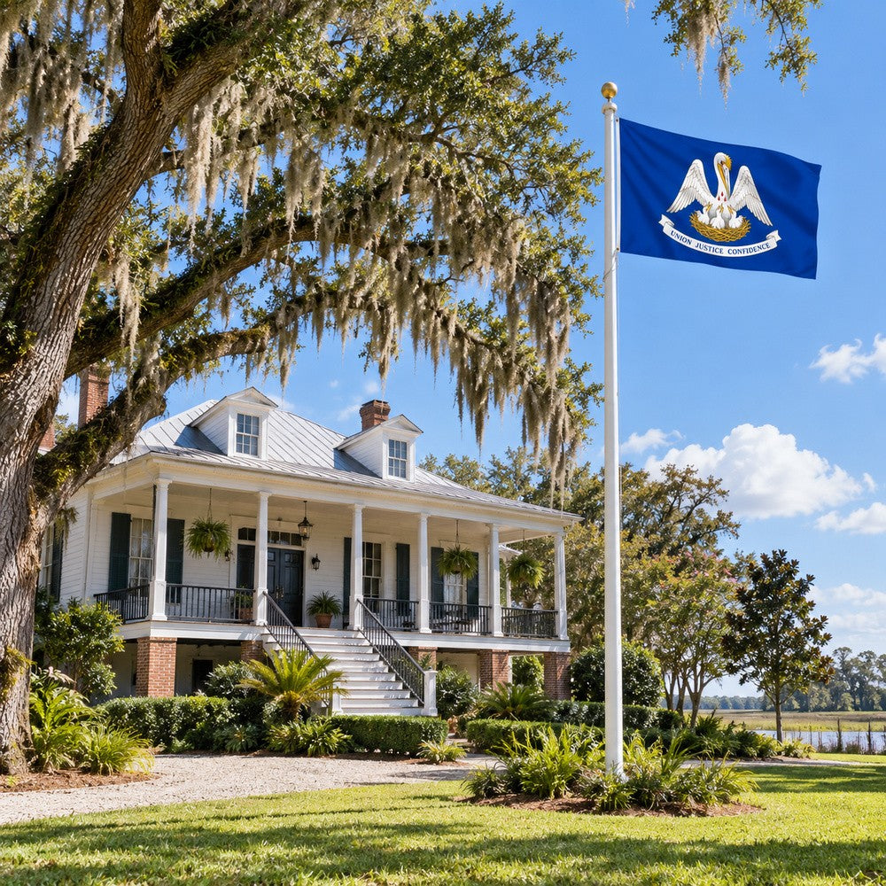 Louisiana State Flag 3x5 displayed outdoors