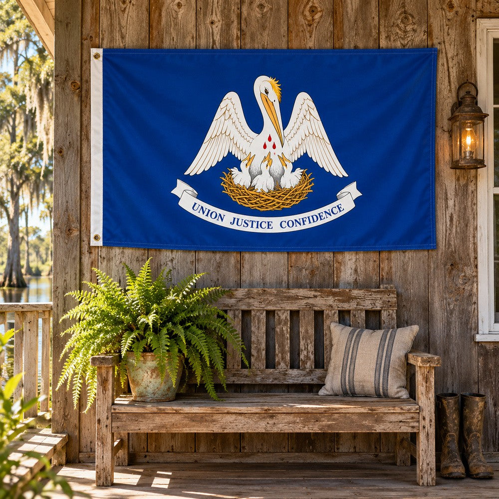 Louisiana State Flag 3x5 displayed outdoors