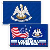 Louisiana State Flag and Proud Louisiana Republican Flag 3x5 2-Pack