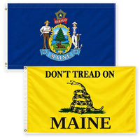 Maine State Flag and Don't Tread on Maine Flag 3x5 2-Pack