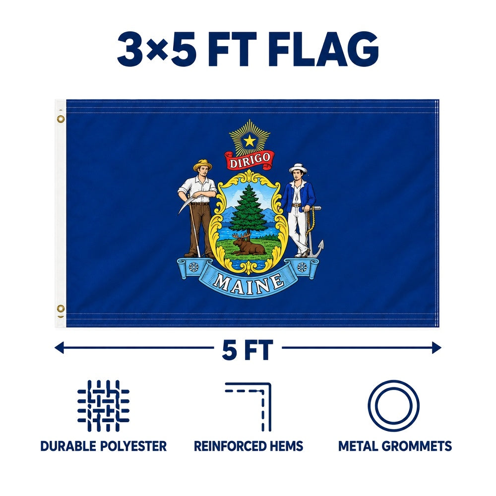 Maine State Flag 3x5 features and size details