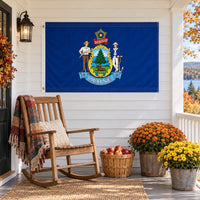 Maine State Flag 3x5 displayed outdoors