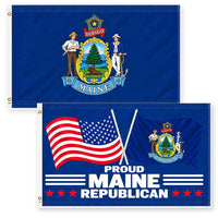 Maine State Flag and Proud Maine Republican Flag 3x5 2-Pack