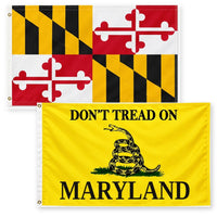 Maryland State Flag and Don't Tread on Maryland Flag 3x5 2-Pack