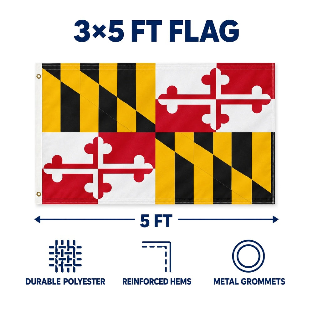 Maryland State Flag 3x5 features and size details