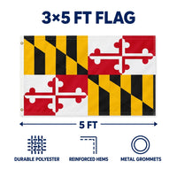 Maryland State Flag 3x5 features and size details