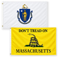 Massachusetts State Flag and Don't Tread on Massachusetts Flag 3x5 2-Pack