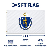 Massachusetts State Flag 3x5 features and size details