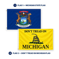 Michigan State Flag and Don't Tread on Michigan Flag 3x5 2-Pack features and size details