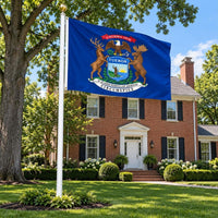 Michigan State Flag 3x5 displayed outdoors
