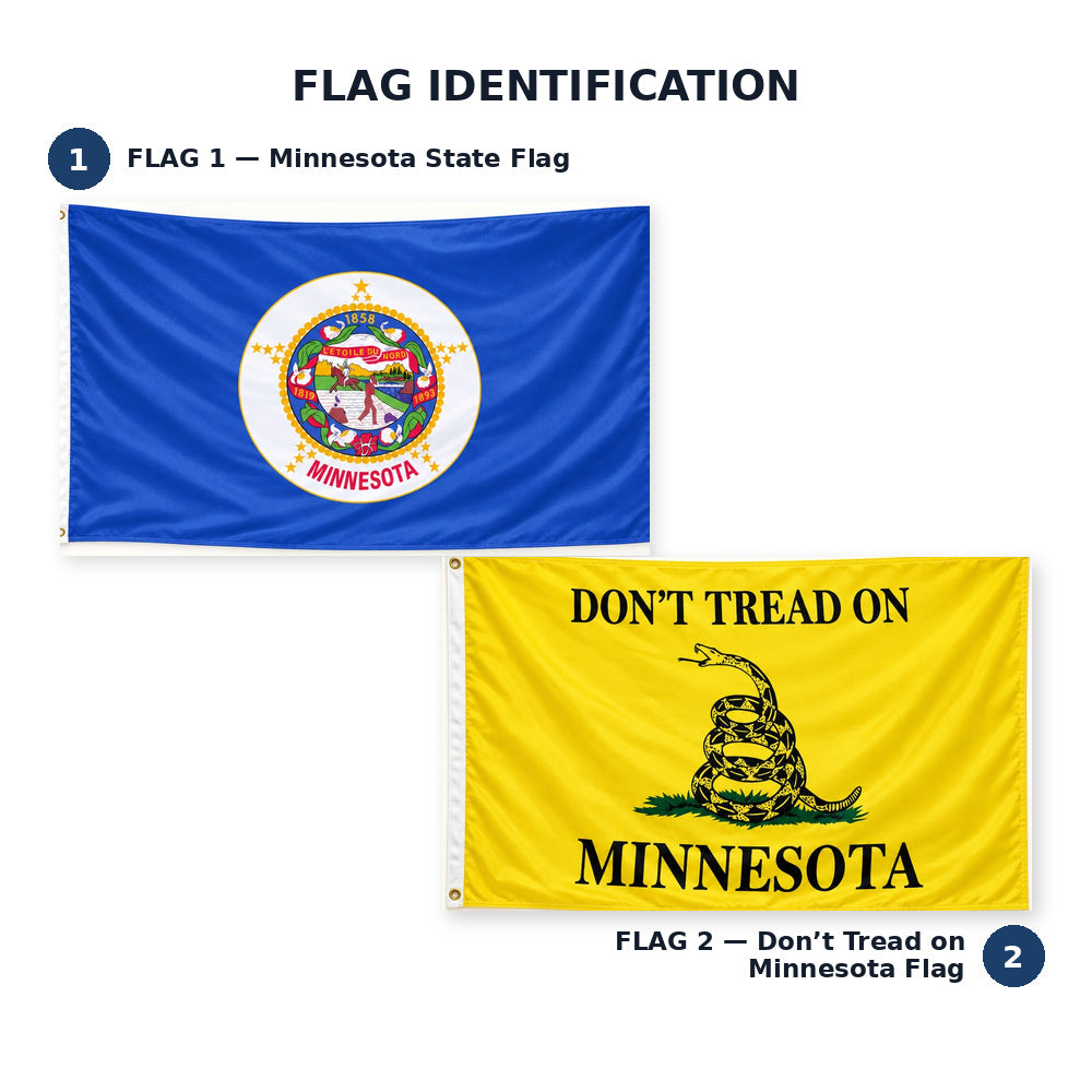 Minnesota State Flag and Don't Tread on Minnesota Flag 3x5 2-Pack features and size details