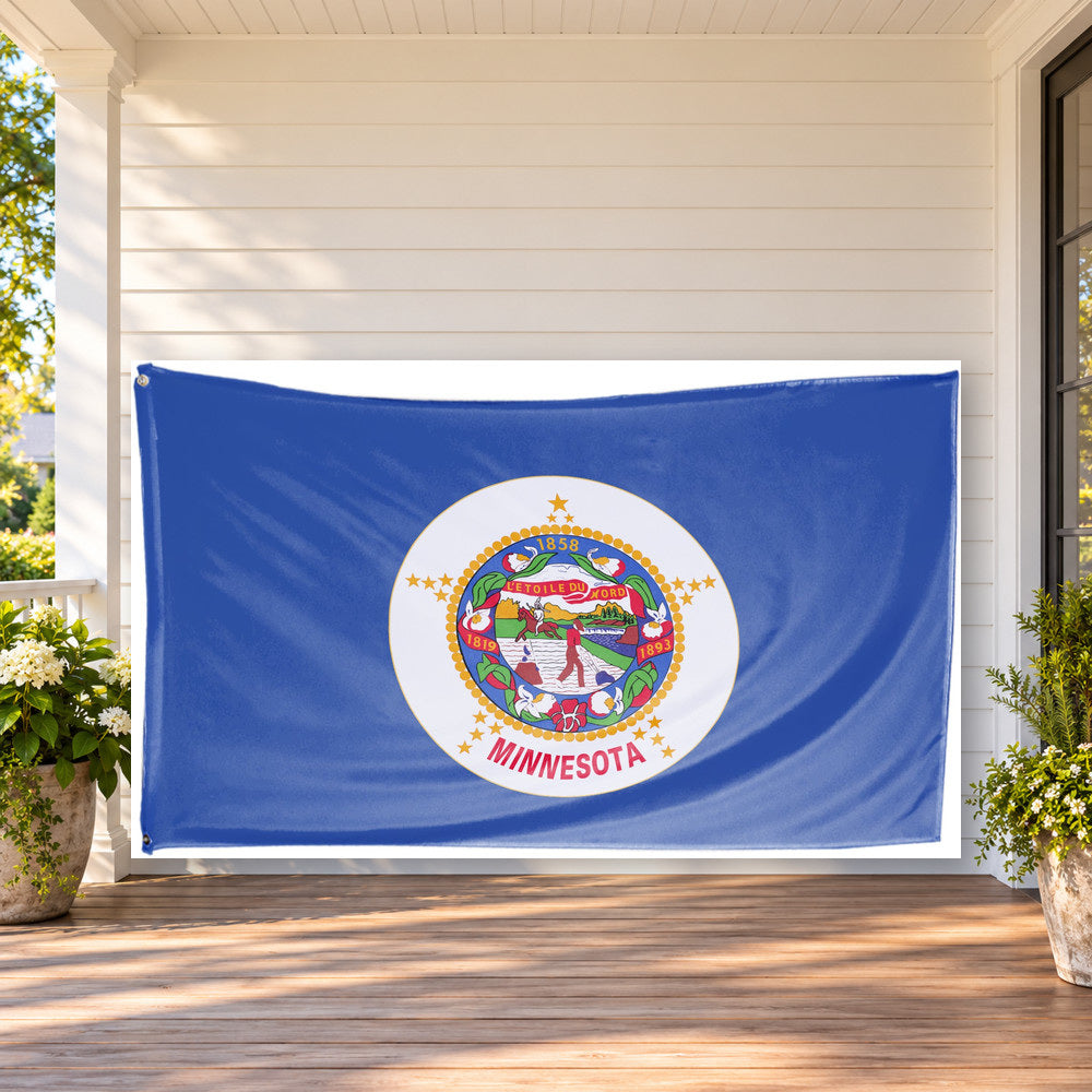Minnesota State Flag 3x5 displayed outdoors