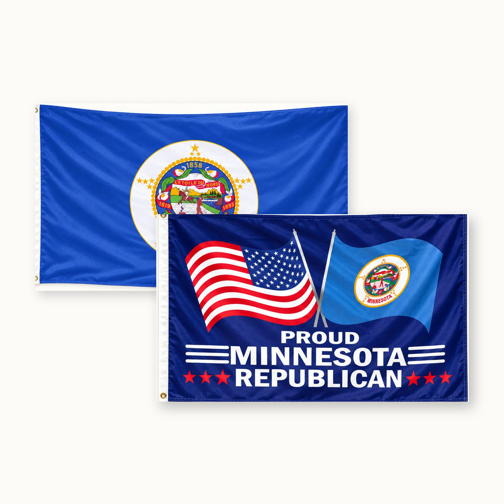 Minnesota State Flag and Proud Minnesota Republican Flag 3x5 2-Pack
