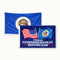 Minnesota State Flag and Proud Minnesota Republican Flag 3x5 2-Pack