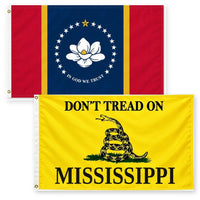 Mississippi State Flag and Don't Tread on Mississippi Flag 3x5 2-Pack