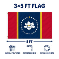 Mississippi State Flag 3x5 features and size details