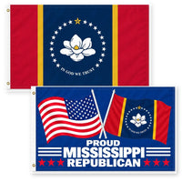 Mississippi State Flag and Proud Mississippi Republican Flag 3x5 2-Pack