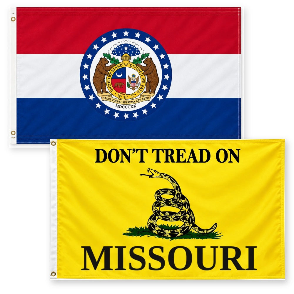 Missouri State Flag and Don't Tread on Missouri Flag 3x5 2-Pack