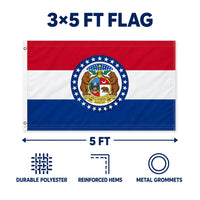 Missouri State Flag 3x5 features and size details