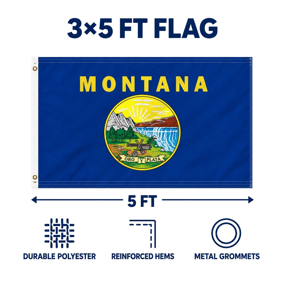 Montana State Flag 3x5 features and size details
