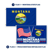 Montana State Flag and Proud Montana Republican Flag 3x5 2-Pack features and size details