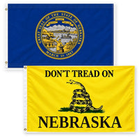 Nebraska State Flag and Don't Tread on Nebraska Flag 3x5 2-Pack