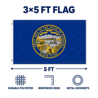 Nebraska State Flag 3x5 features and size details