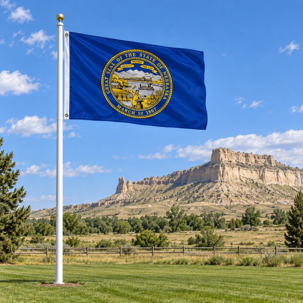 Nebraska State Flag 3x5 displayed outdoors