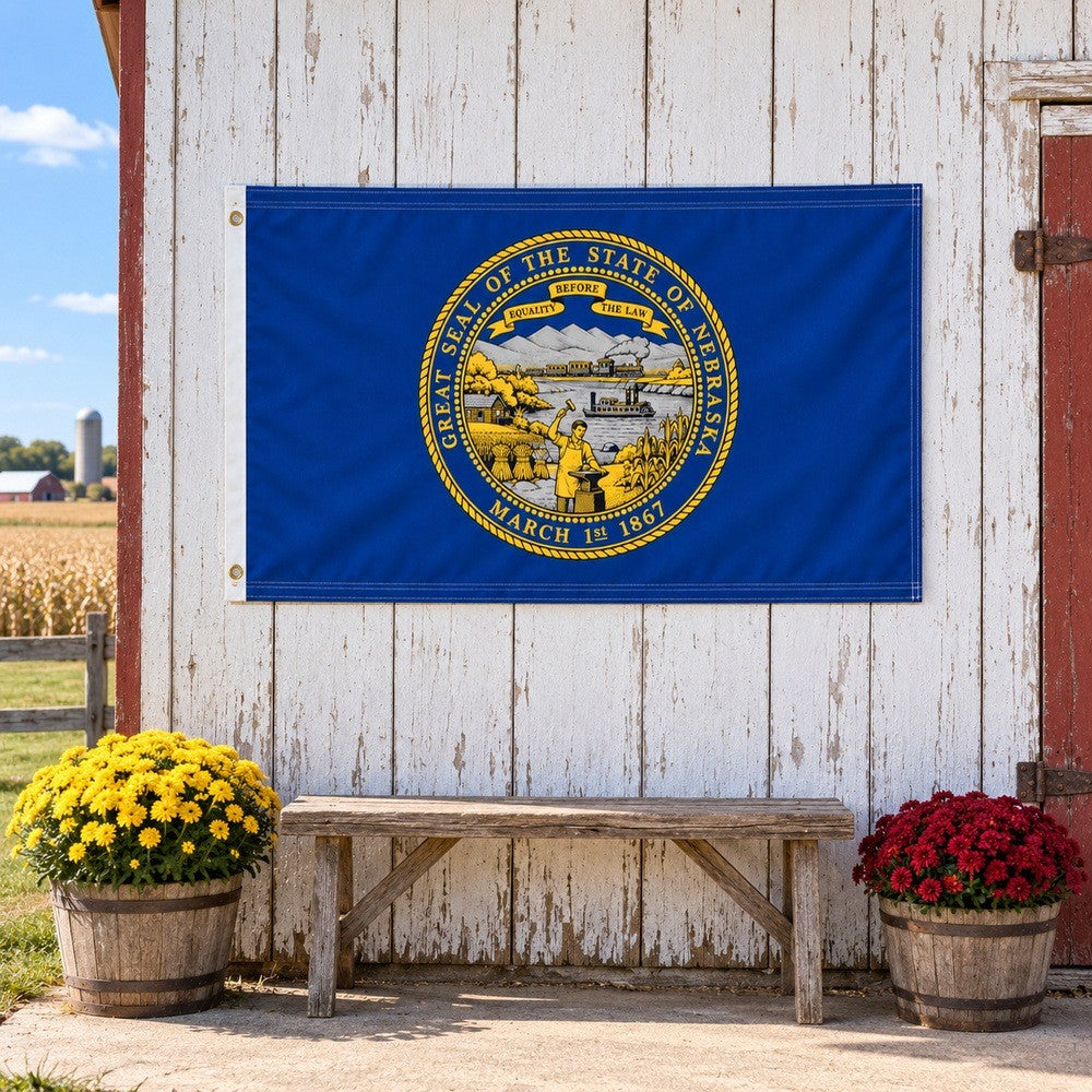 Nebraska State Flag 3x5 displayed outdoors