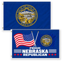 Nebraska State Flag and Proud Nebraska Republican Flag 3x5 2-Pack