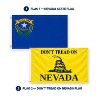 Nevada State Flag and Don't Tread on Nevada Flag 3x5 2-Pack features and size details
