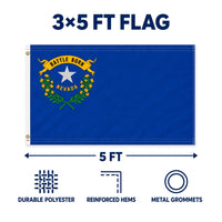 Nevada State Flag 3x5 features and size details