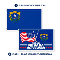 Nevada State Flag and Proud Nevada Republican Flag 3x5 2-Pack features and size details