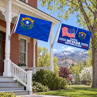 Nevada State Flag and Proud Nevada Republican Flag 3x5 2-Pack displayed outdoors