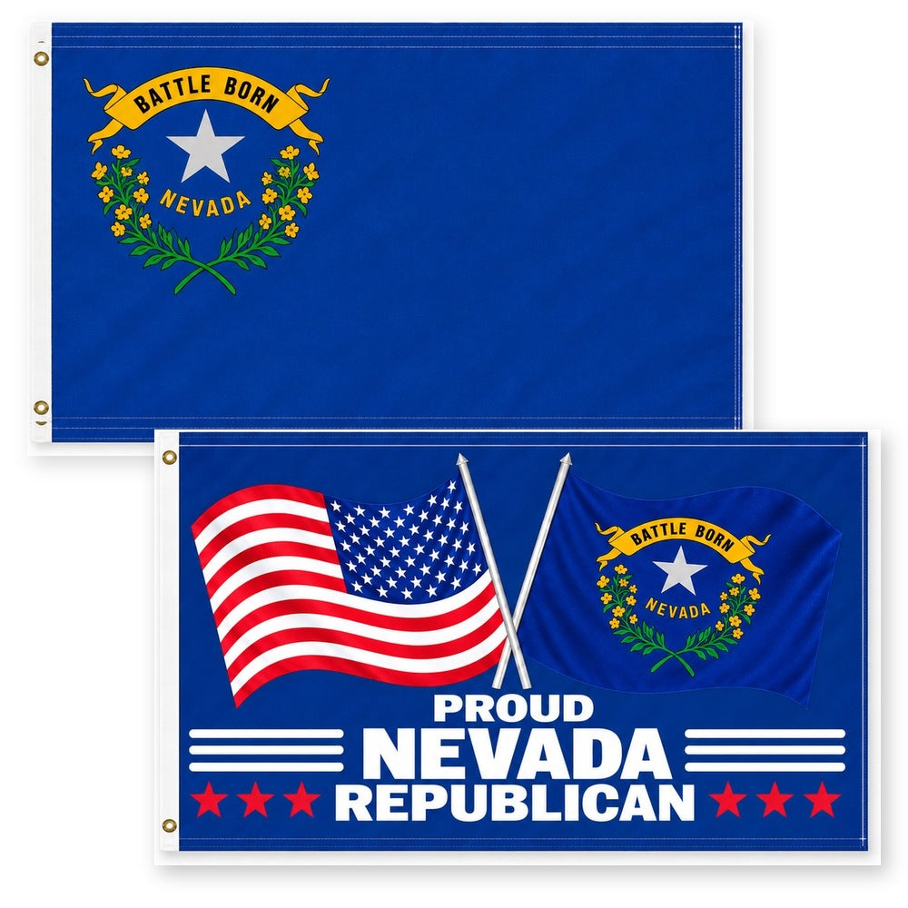 Nevada State Flag and Proud Nevada Republican Flag 3x5 2-Pack