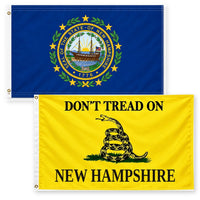 New Hampshire State Flag and Don't Tread on New Hampshire Flag 3x5 2-Pack