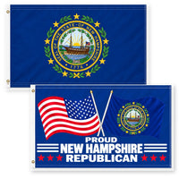 New Hampshire State Flag and Proud New Hampshire Republican Flag 3x5 2-Pack