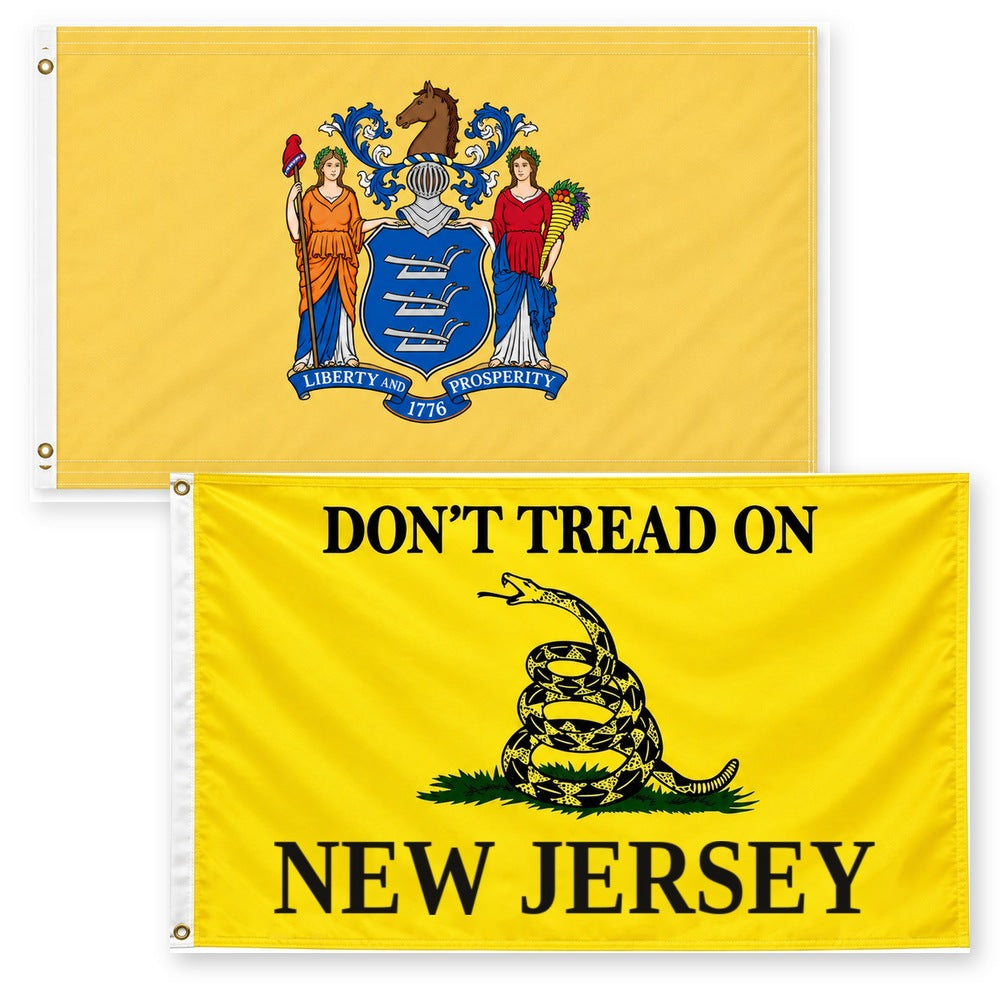 New Jersey State Flag and Don't Tread on New Jersey Flag 3x5 2-Pack