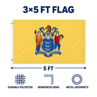New Jersey State Flag 3x5 features and size details