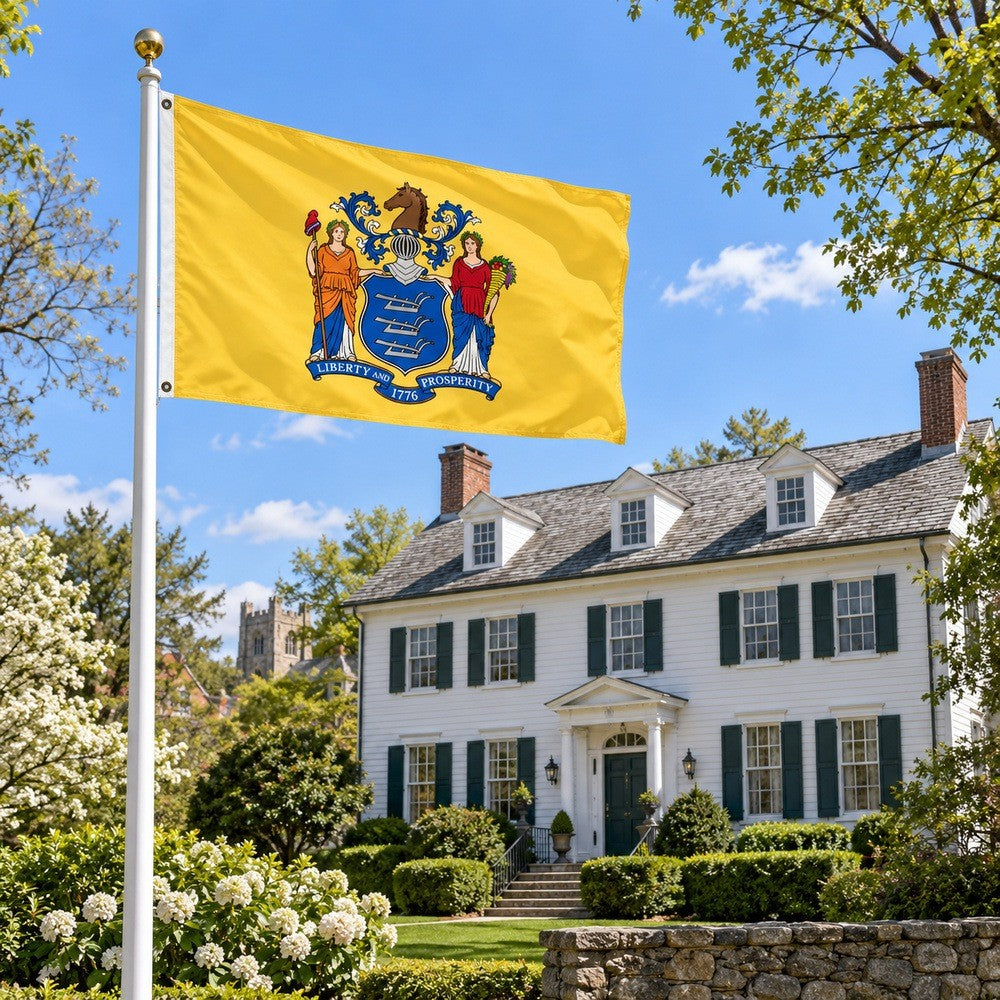 New Jersey State Flag 3x5 displayed outdoors
