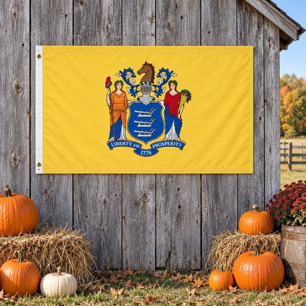 New Jersey State Flag 3x5 displayed outdoors